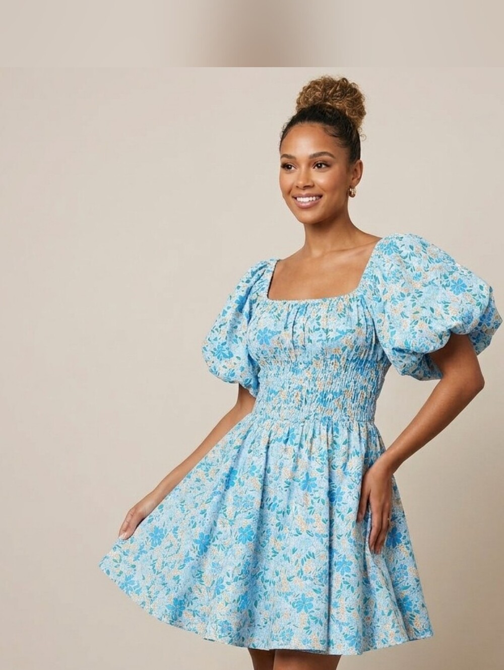 Altar'd State Blue Floral Midi Dress Western Cowgirl Dress Up Or Dress Down Sz L